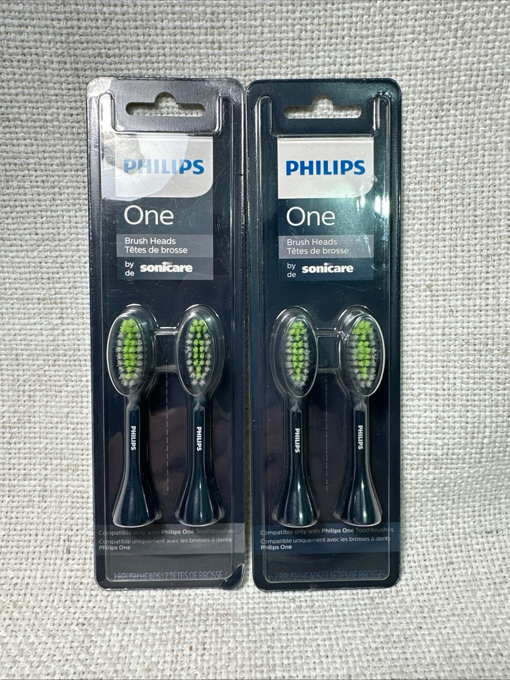 Philips One Replacement Brush Heads — Black Handles with Green Bristles (2-Pack)